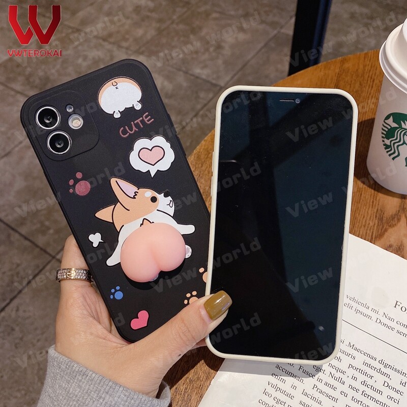 3D Squishy Pinch Soft Case For Iphone 6S Plus Iphone 7 8Plus XR XS Max Iphone 11 Pro Max  12 Pro Max 13 Pro Max 14 pro max 15 pro max 14 plus 15 plus Crayon Shin-chan Corgi Funny Shockproof Phone Back Cover Case