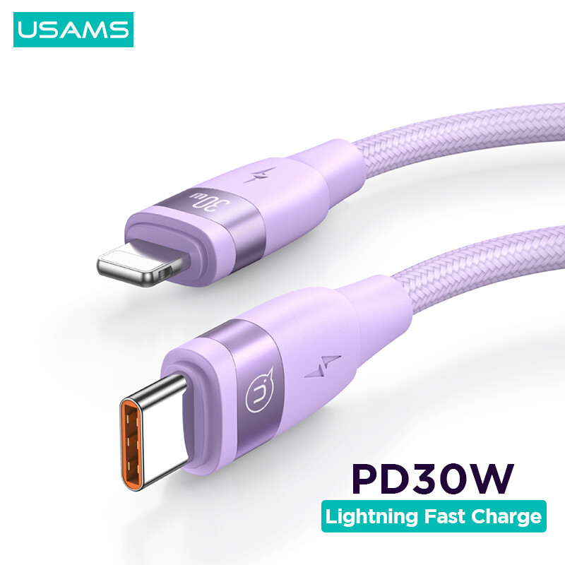 USAMS PD 30W Lightning Cable For iPhone Type C to Lightning PD Fast Charging Charger Cable for iPad Mini Laptop iPhone Cable