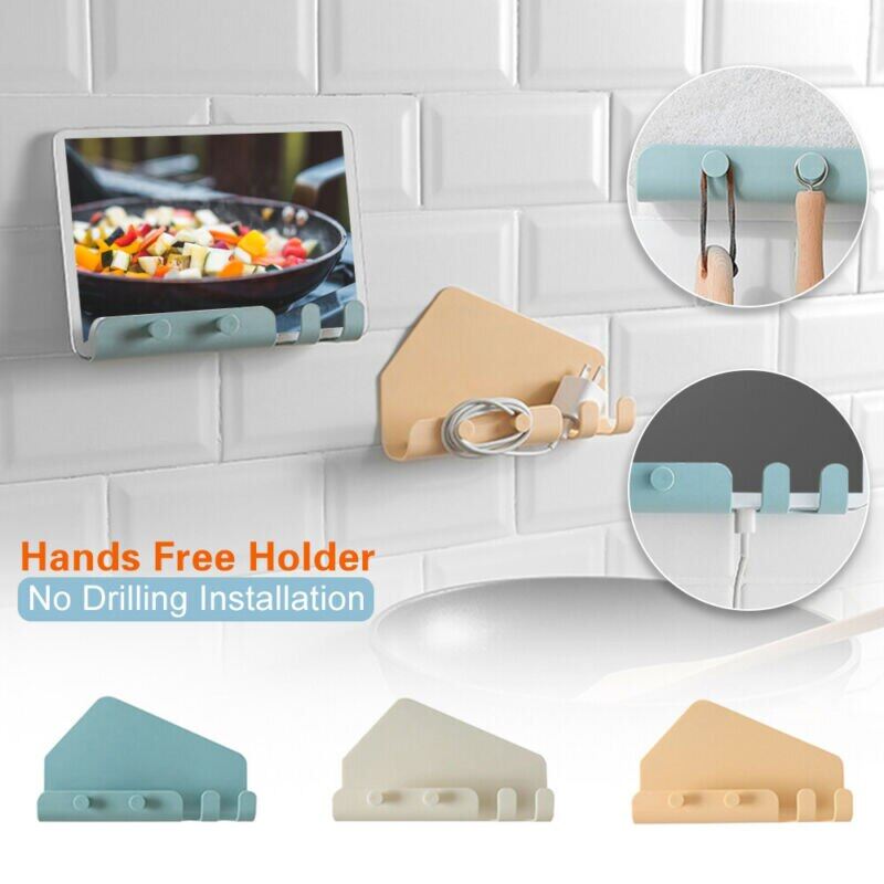 Wall Mount Mobile Phone Tablet Holder Socket Wall Shelf Rack Holders Storager Charging Box Bracket Stand