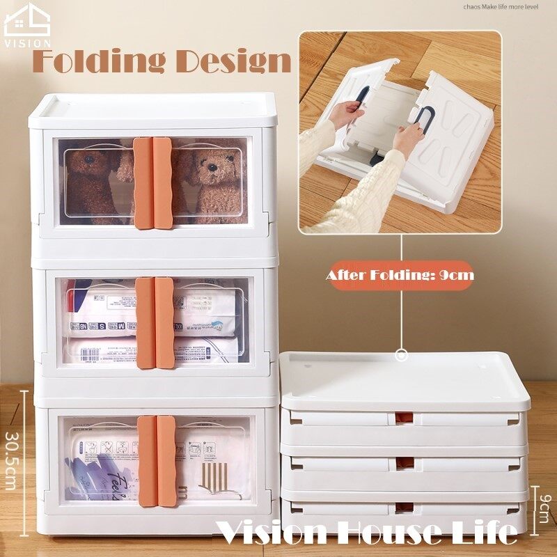 Vision Hộp Đựng Đồ Bắc Âu Gấp Gọn Tủ Đựng Đồ Lắp Đặt Miễn Phí Gia Dụng Tủ Đựng Đồ Loại Ngăn Kéo Hộp Đựng Đồ Tủ Quần Áo Có Thể Xếp Chồng Lên Nhau Tủ Đựng Đồ Chơi Phòng Khách Phòng Ngủ Bằng Nhựa Lớn Tủ Đựng Quần Áo
