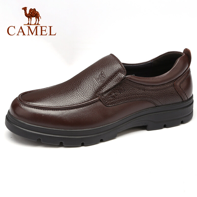 CAMEL Men's Business Casual Big Scalp Cowhide Shoes Non-slip Elastic Resistant Shoes