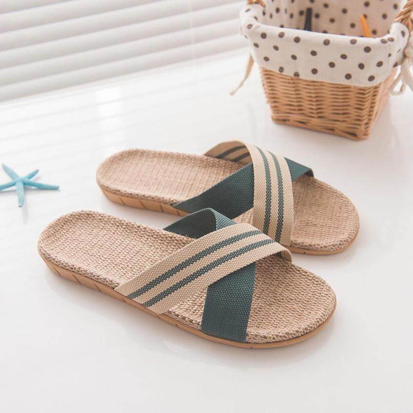 Thời Trang Nam Chống Trơn Trượt Vải Lanh Nhà Trong Nhà Mở Toe Flat Bãi Biển Dép giá rẻ