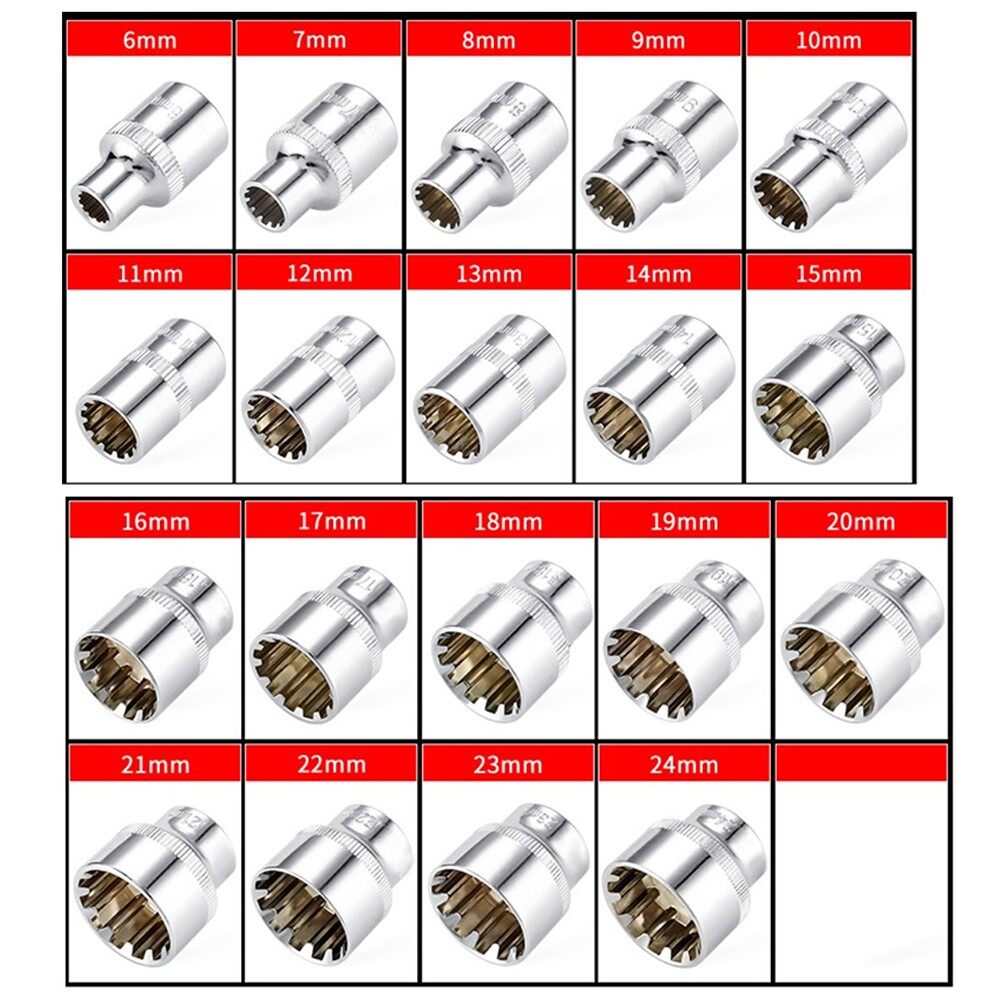 Socket Set 12 Point Socket Bit 3/8" Square Drive For Ratchet Wrench Ratchet Socket Adaptor For Handle Slotted Ratchet Extension Drive Locks Corrosion Resistant