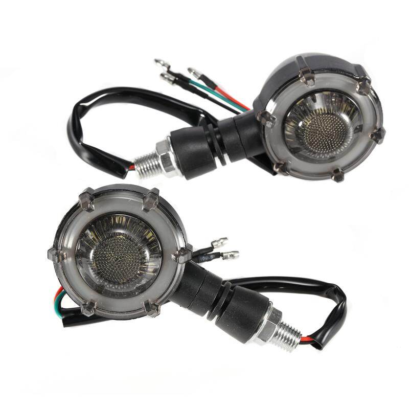 Motorcycle Accessories -- AUXBEAM 2Pcs Modified Motorcycle 18LED Two-Color Round Flowing Flashing LED Light Turn Signal Light Blue Light (DRL) + Amber Light (Turn Signal)