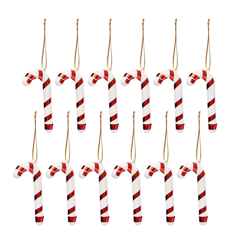12pcs Christmas Tree Candy Cane Hanging Ornament Decoration Christmas Home Party Decor