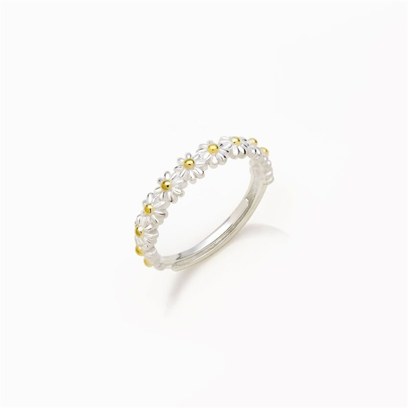 17MILE Vintage Little Daisy Rings For Women Sweet Bloom Flower Adjustable Opening silver Ring Wedding Engagement Rings Female Jewelry Gift