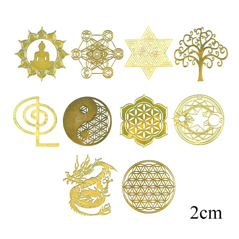 HOT Jewelry Accessories 10Pc DIY 7 Chakra Copper Energy Tower Orgonite Sticker Flower Life Tree Pyramid Decor Epoxy Resin Fillings Resin Crafts