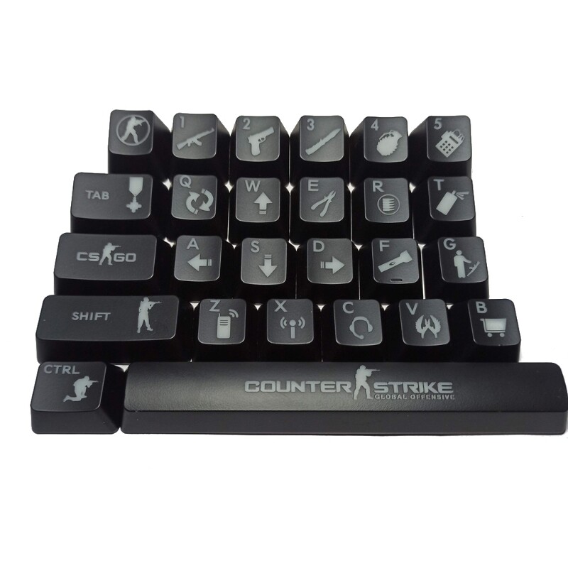 CS Đi Trò Chơi, Nắp Phím OEM Trong Mờ Chiếu Sáng Đèn Nền ABS 26 Phím Cho Bàn Phím Cơ CS Go Keycap