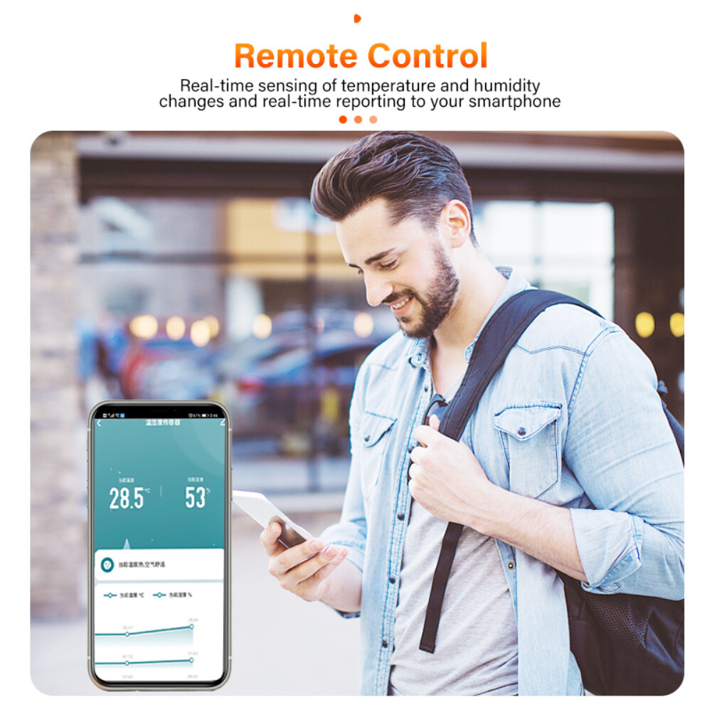 FLEWWER Tuya ZigBee Smart Temperature And Humidity Sensor Battery Powered ZigBee Smart Home Security Work With Alexa Goo-gle Home