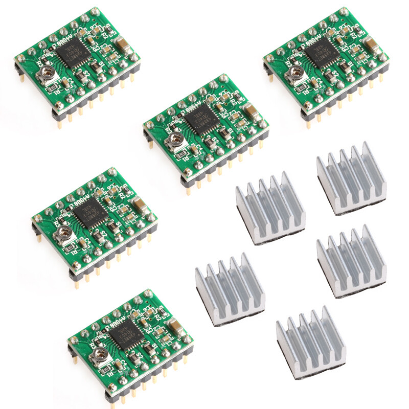 5pcs A4988 StepStick Pololu Stepper Driver Module + Heatsink for Rap 3D Ramps