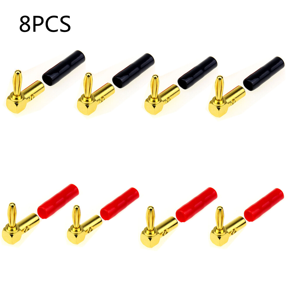 8pcs hifi 3μ 24k gold plated banana connector 90 degree banana plug