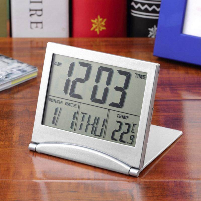Mới Màn Hình LCD Kỹ Thuật Số Trạm Thời Tiết Bàn Học Gấp Gọn Nhiệt Độ Đồng Hồ Báo Thức Du Lịch bán chạy