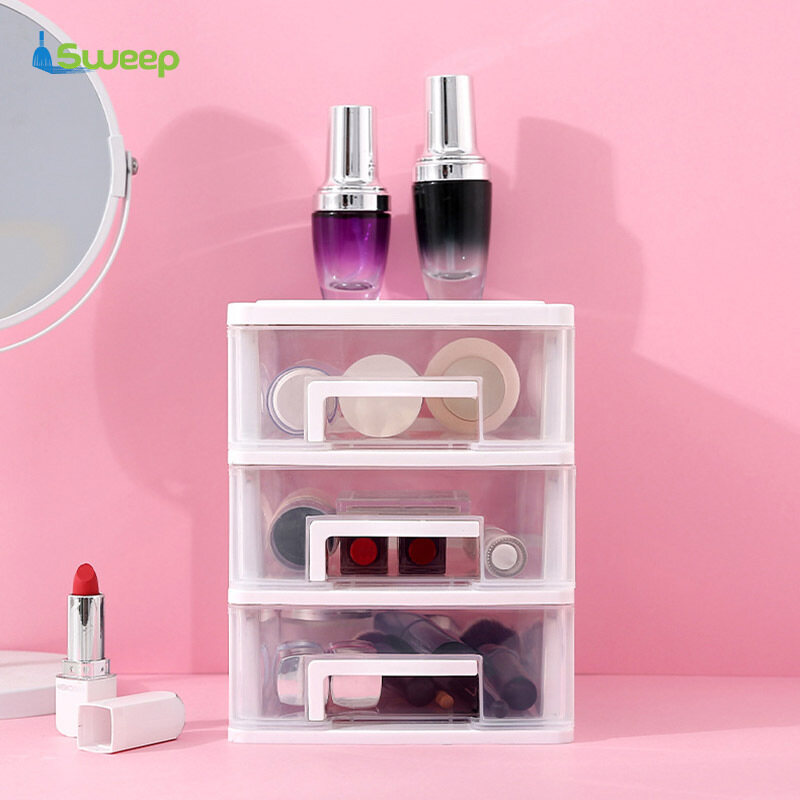 【Ready Stock】Plastic Desktop Drawer Transparent Sundries Small Objects Storage Case Organizer