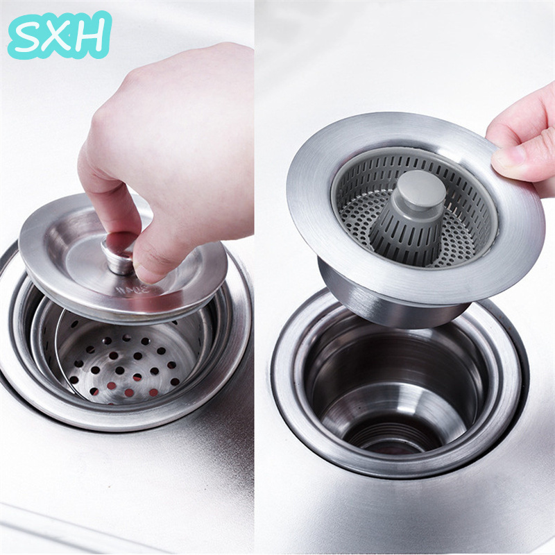 SXH Stainless Steel Kitchen Sink Bouncing Core Sink Sink Dishwasher Filter Screen Basket Vegetable Basin Water Blocking Cover Water Leakage Plug