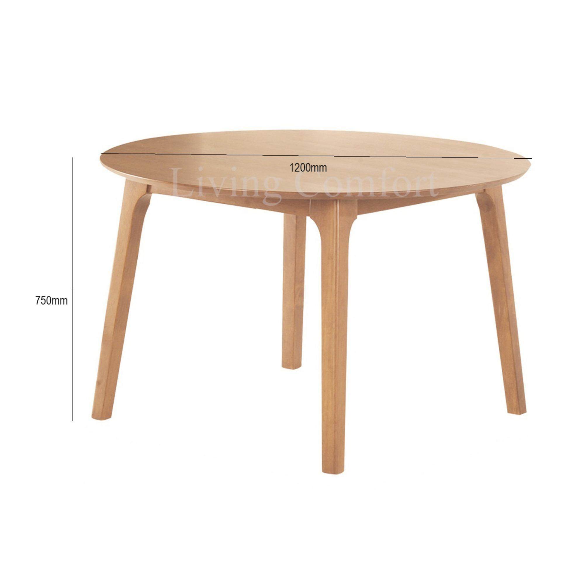 Hudson Solid Rubberwood Round Dining Table 120cm 48 Inch Dirty Oak