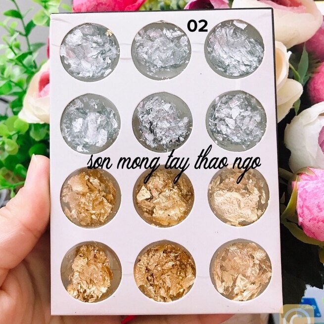 Set giấy nhún nail giấy bạc trang trí móng đủ màu