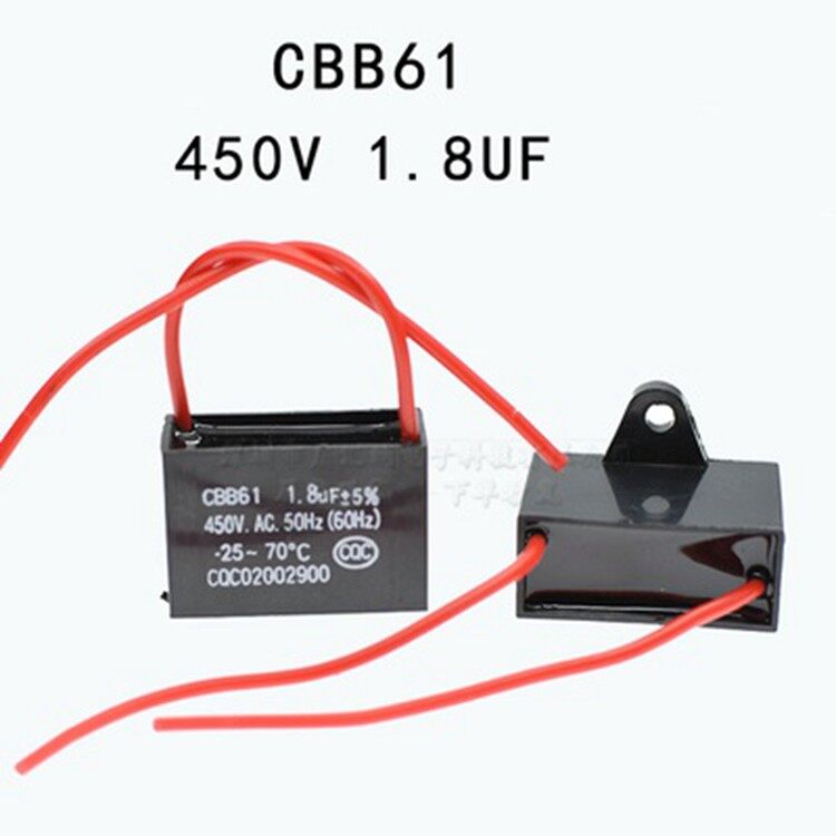 1pcs cbb61 1.8uf 450v motor start run fan capacitor 2wires
