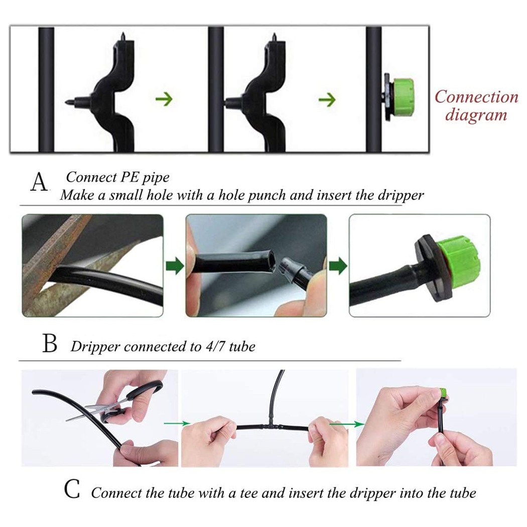 50PCS Garden Hose Irrigation Sprinklers Micro Drippers Emitter Drip Head Adjust