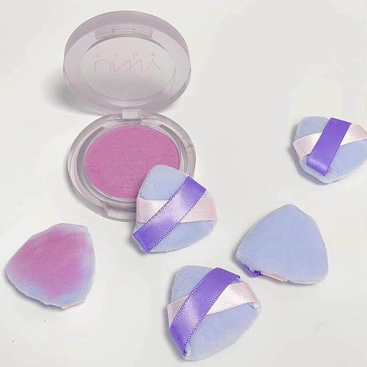 Dorisna Mini Triangle Flocking Powder Puff Velvet Finger Makeup Sponge Compact Setting Powder Blusher Powder Puff
