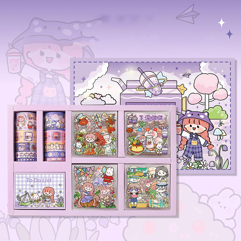 100 PET stickers + 10 rolls of tape + sticky note paper sticky note set of sticky tape sticky notes