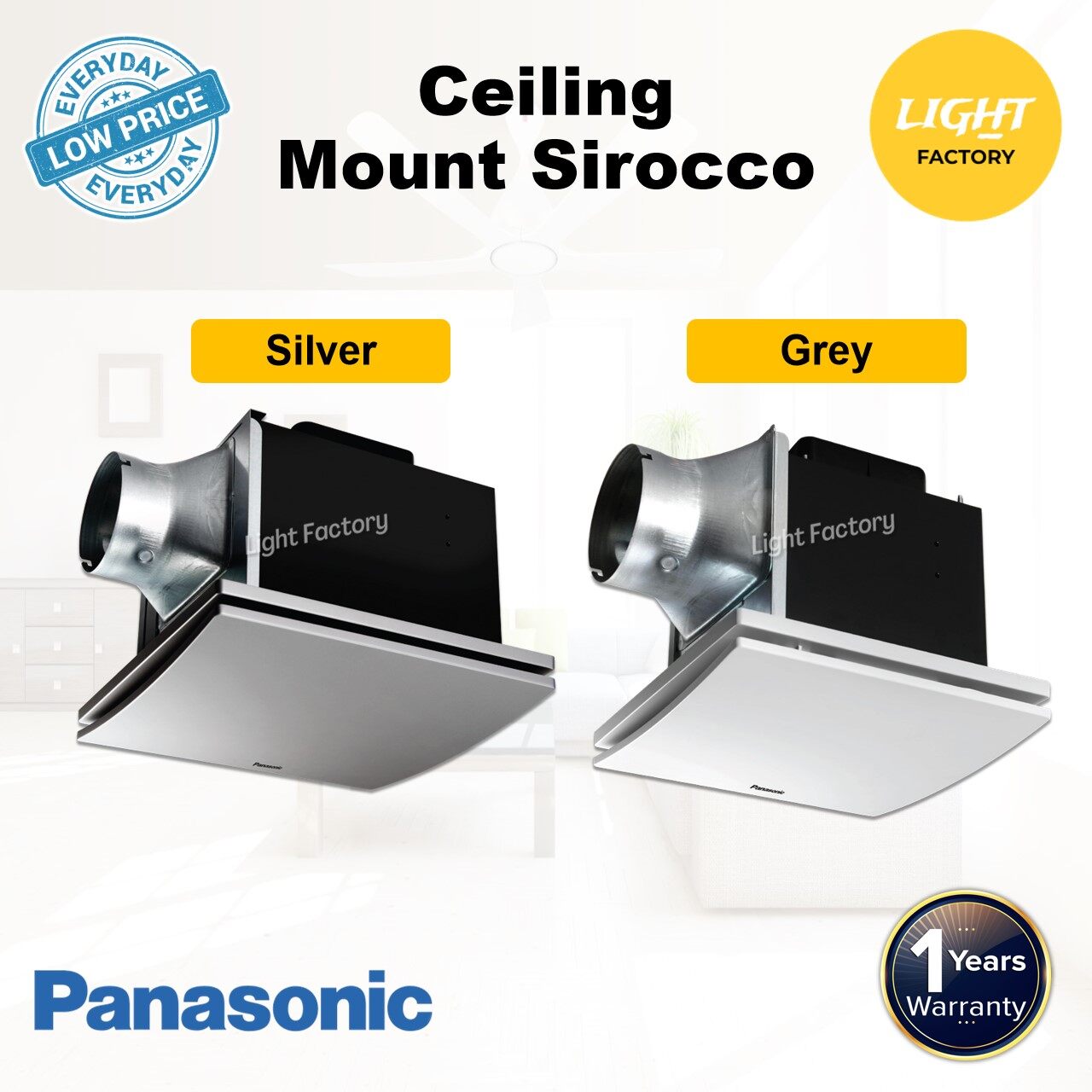 Panasonic Ceiling Mount Sirocco Ventilation Fan Shelly Lighting