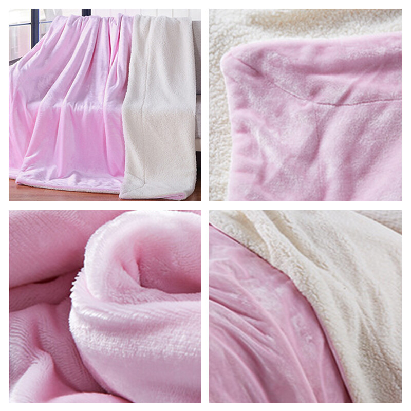 Foreign Trade Solid Color Macaron Autumn And Winter Double-Layer Blanket Thickened Fleece Lamb Wool Blanket Single Double Compound Blanket