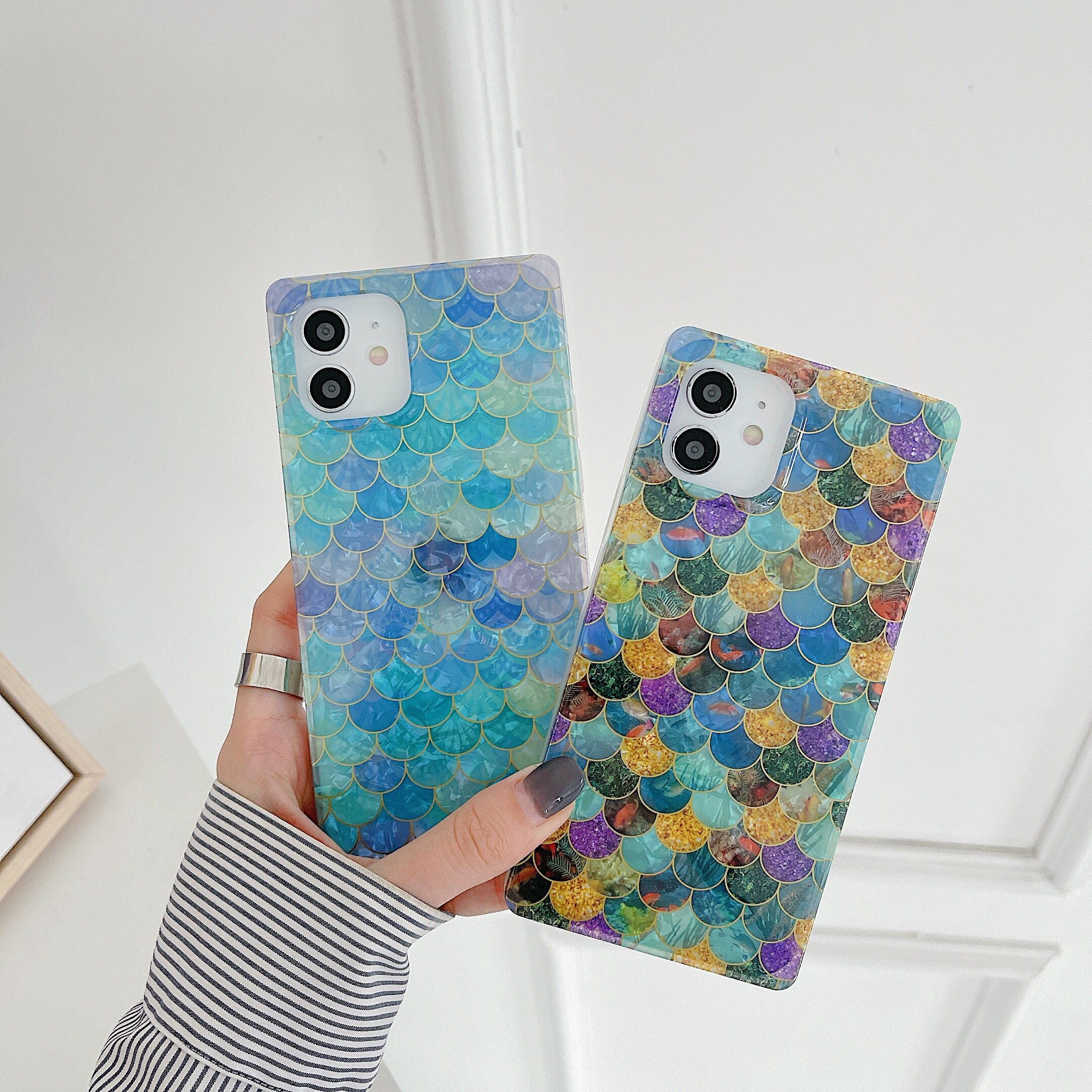 KISSCASE For iPhone 14 Pro Max Square Electroplating Shell Pattern Soft TPU IMD Case Anti-drop Pattern Phone Case For iPhone 14 Plus 13 12 11 Pro Max Xr Xs Max X Back Cover Case