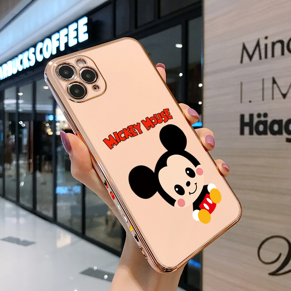 Jinsouwe Ốp Lưng Điện Thoại Cho Xiaomi Redmi Note 11 4G / Redmi Note 11S Ốp Lưng Điện Thoại Viền Vuông Mickey Hoạt Hình Cho Nam Nữ Ốp Mềm Mạ Chống Sốc