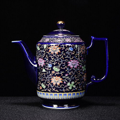 Enamel Blue Warna dan White Tea Pot, Small Ceramic Kung Fu Tea Set, Tea Pot, Color Glazed Tea Pot, Japanese Single Pot