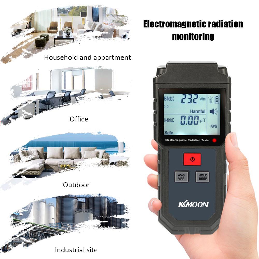 Máy Kiểm Tra Bức Xạ Điện Từ KKmoon, Thiết Bị Cầm Tay Kỹ Thuật Số, Có Màn Hình LCD, Máy Dò Liều Kế Trường Điện, Có Âm Thanh Và Ánh Sáng
