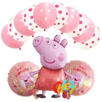 13 Pcs Peppa Pig Foil Balloons Baby Birthday Party Decorations
