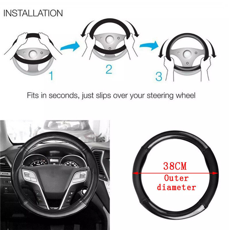 38cm Carbon Fiber Leather Steering Wheel Cover for BMW E46 E60 E90 E30 E92 E93 F30 F10 E36 E39 F15 F16 E85 E86 E34 E38 e53 X5 X3 M3 M5