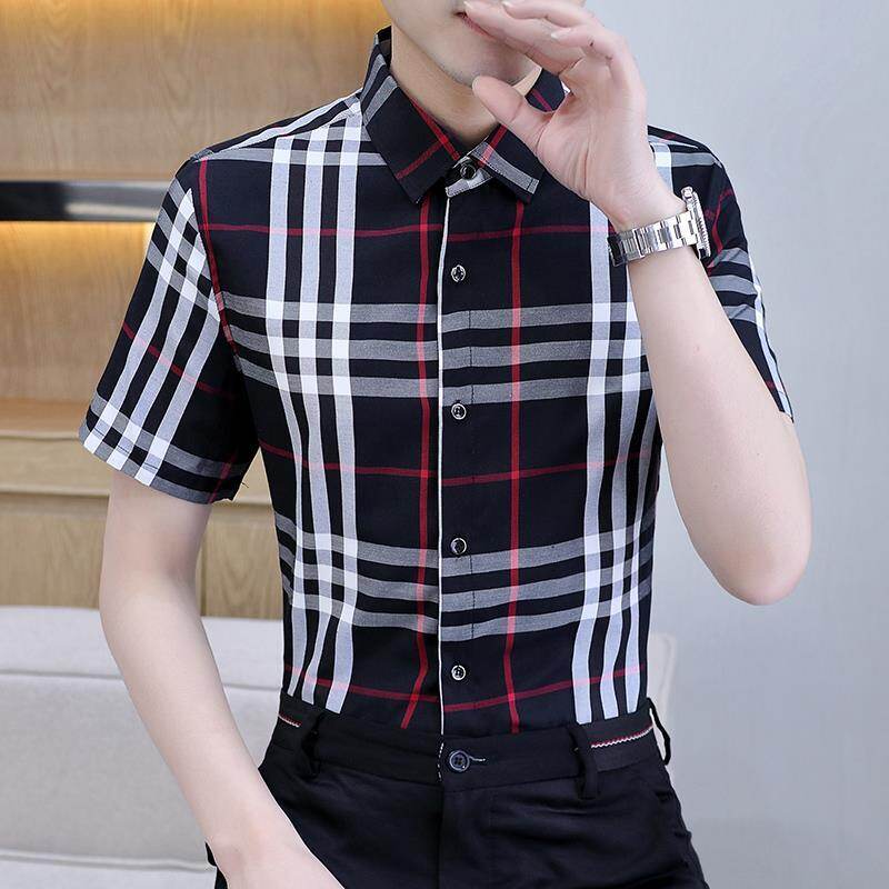 Shirt Men's Short Sleeved Summer Casual Trend, Handsome and Versatile Large Men's Shirt, Slim Fitting Half Sleeved Men's Clothing