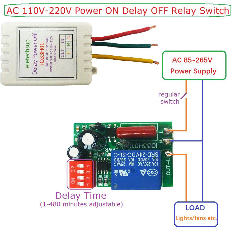 LANGTU AC100V~220V Delay Timer Timing Switch Relay Adjustable Timer Delay Turn Off Module Timing Relay Time Switch