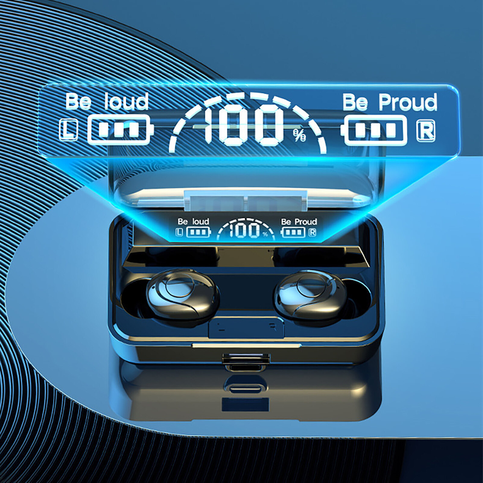 F9 Bluetooth-compatible Earphone Ergonomic Digital Display In-ear Button/Touch Control Wireless Earbud for Music Bluetooth-compatible Earbud Noise