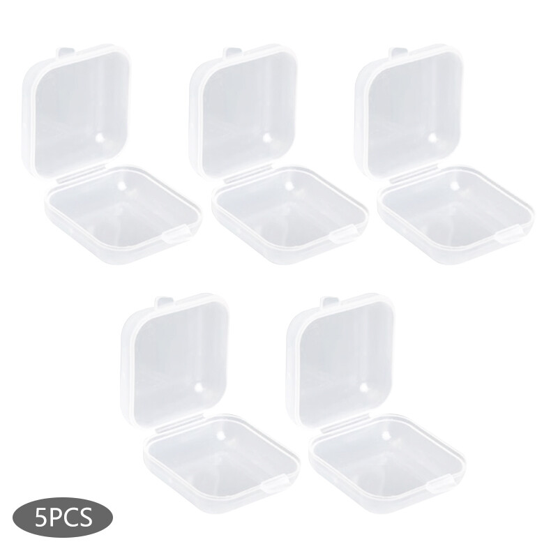 We Flower 1/5pcs Mini Transparent Plastic Storage Boxes Jewelry Earplug Container Nail Art Empty Small Square Organizer High Quality Portable Clear Small Box
