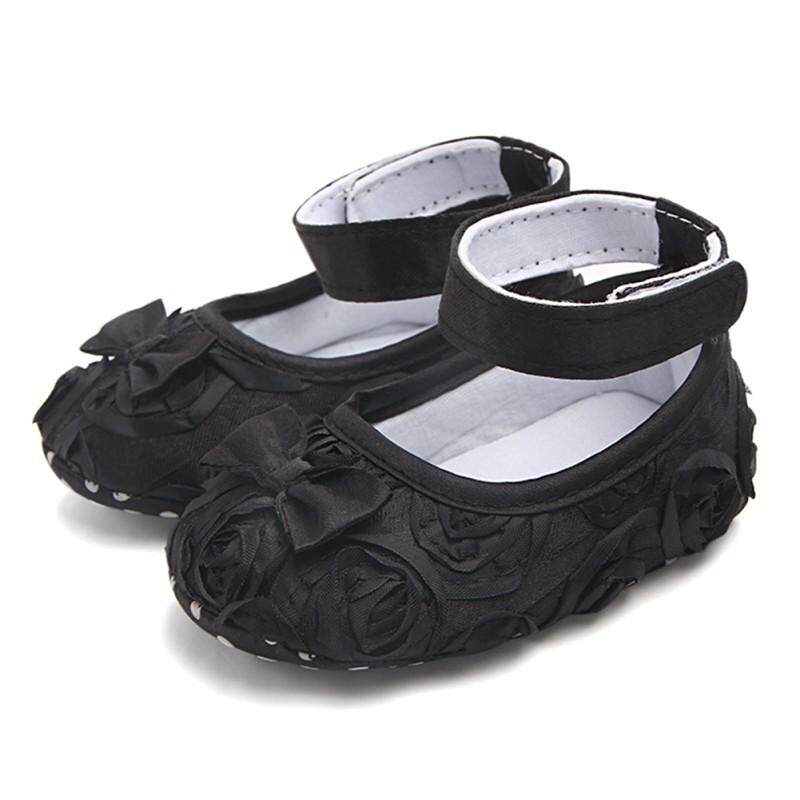 Newborn Baby Girl Crib Shoes Toddler Soft Sole Rose Flower Princess Shoes 0-24M