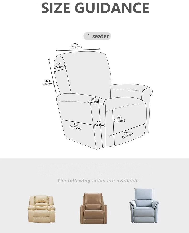 Đàn hồi có thể ngả Bọc ghế sofa đàn hồi thiết kế xẻ thư giãn Tấm phủ ghế sofa rắn phòng chờ ghế bành bao gồm với túi bên 4 cái/bộ