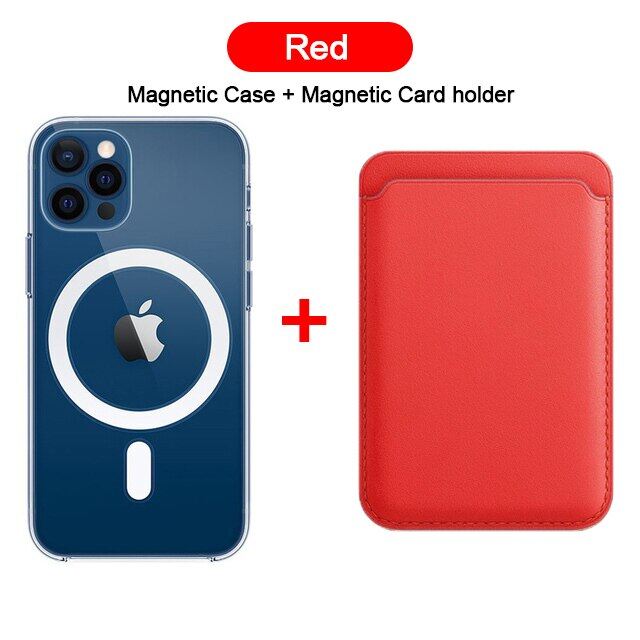Magnetic Wireless Charging Phone Case for Magsafe Magnetic for iPhone 13 12 11 Pro MAX mini XS MAX XR X Case Cover Transparent Magnetic Card Holder Cover