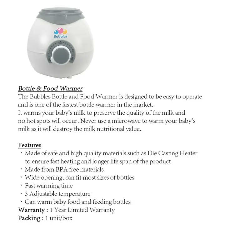 bubbles bottle warmer