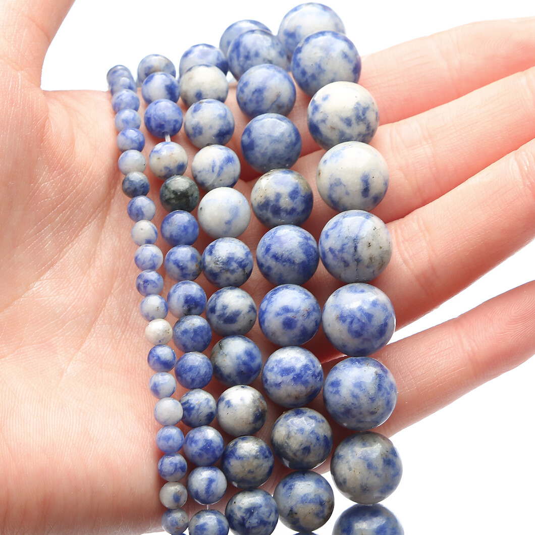 4/6/8/10/12mm Natural Stone Beads Blue Sodalite Loose Round Beads For Jewelry Making DIY Bracelet Necklace Earring Jewelry Accessories  About 15''（38mm）