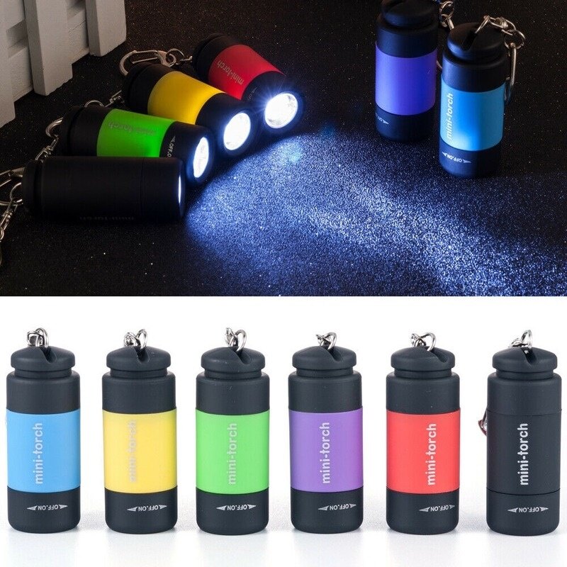 Romahome xách tay đèn pin mini có thể sạc qua USB Móc treo chìa khóa ánh sáng ngoài trời ba lô cắm trại công cụ đi bộ đường dài