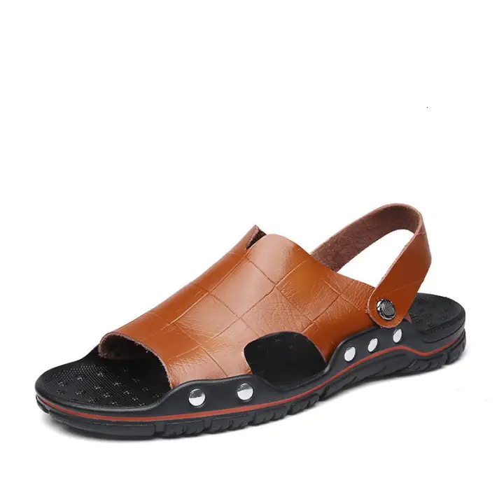 Men Sandals Genuine Split Leather Men Beach Shoes Casual Shoes Slippers Sneakers Summer Shoes Flip Flops