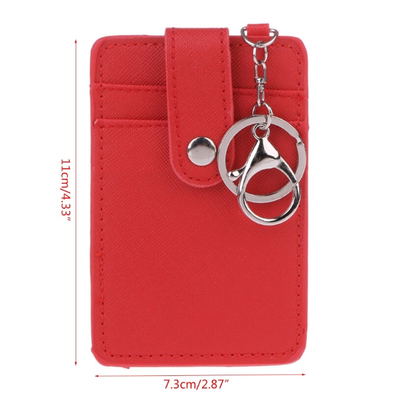 Portable ID Card Holder Bus Cards Cover Case Office Work Keychain Keyring Tool
