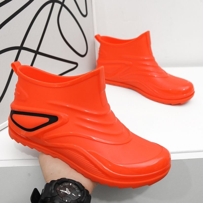 Mikejie men's ankle boots rain boots waterproof men's rubber work shoes rain boots