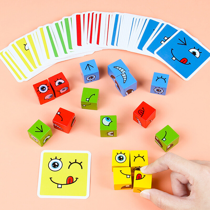 【Youer】Kids Educational Toys Emotion Change  Expressions Puzzles Cube Table Games