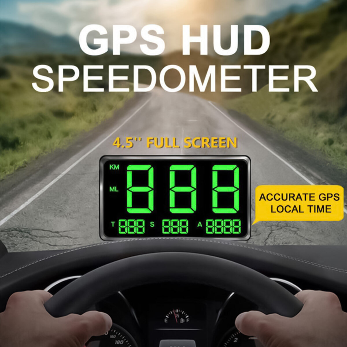 4.5 ''รถเครื่องวัดความเร็ว GPS แบบดิจิตอล Head-Up Display MPH KM/H สัญญาณเตือน