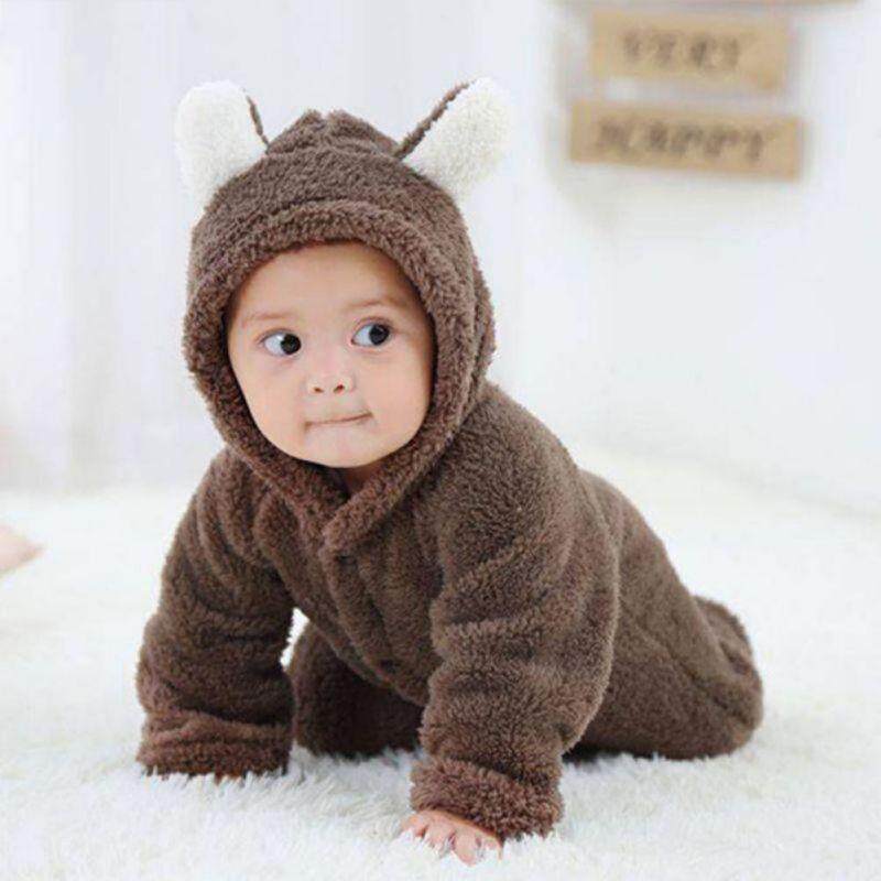 Newborn Baby Boys Girls Warm Fleece Romper Hooded Jumpsuit Outfits Clothes  | Lazada Singapore
