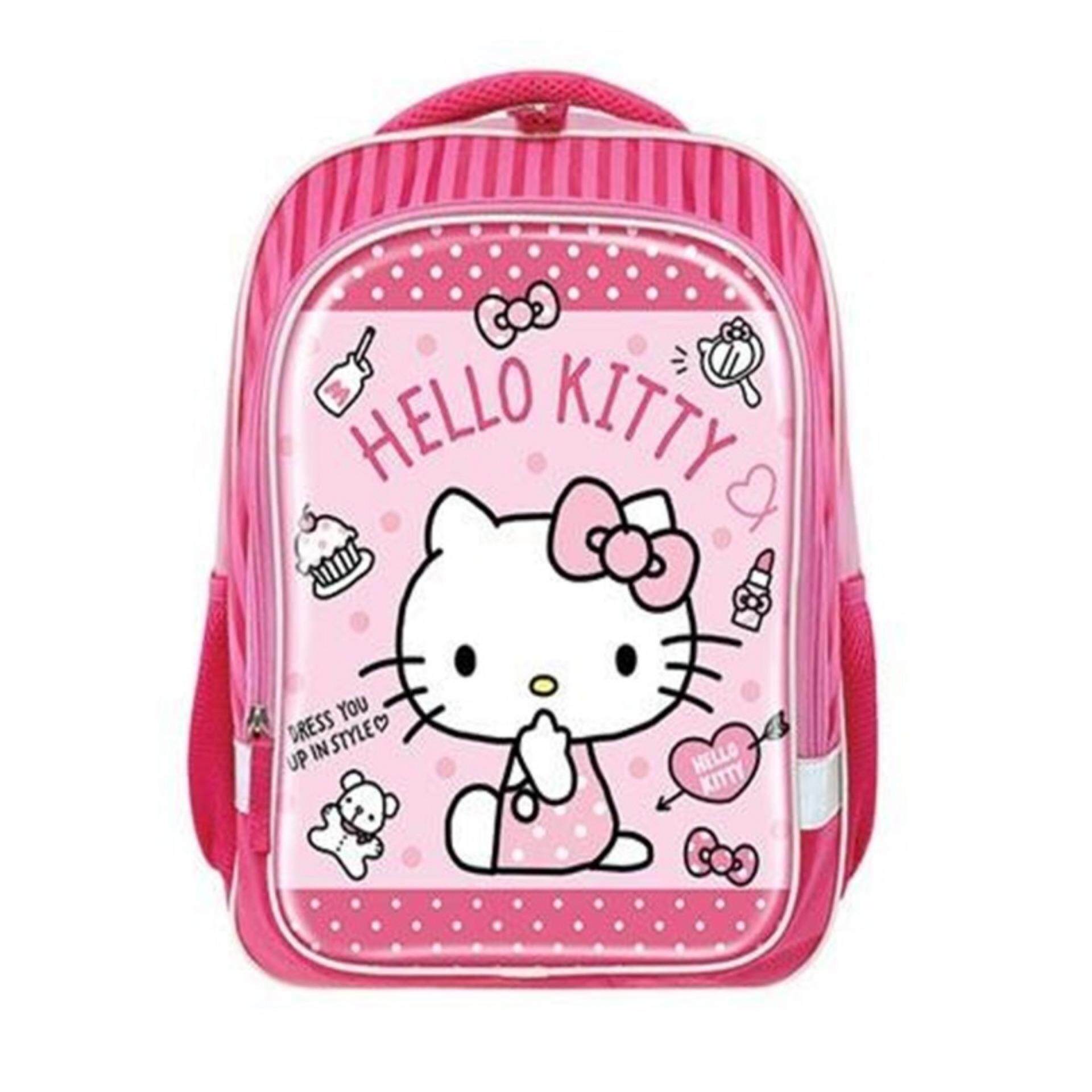 Hello Kitty School Backpack Lunch Box Set Little Girls Cute Pink Book Bag Sanrio
