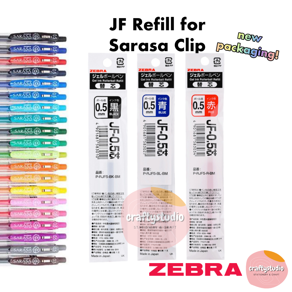 Zebra Sarasa Gel Pen Refills JF-0.5 - Orange Ink - 10 Pack For Smooth Writing - B-P-RJF5-OR